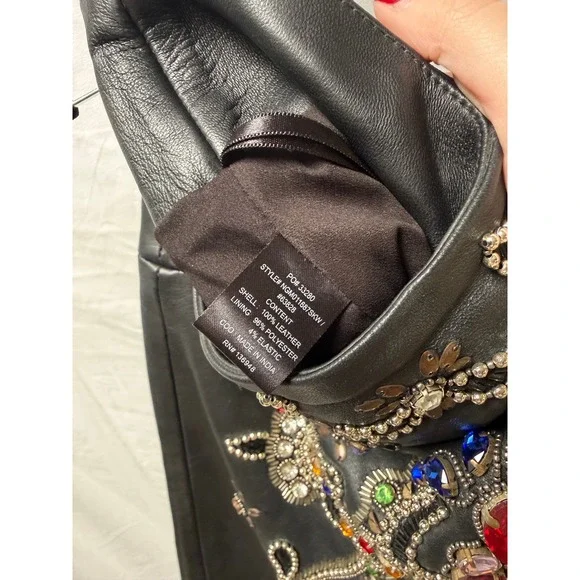 Nasty Gal Embellished Beaded Genuine Leather Mini Skirt - Picture 7 of 7